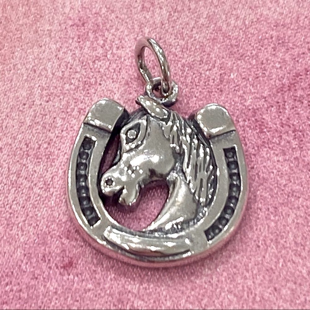 🌟Sterling Lucky Horseshoe Horse Pendant Silver